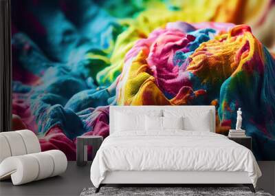 colorful tie dye wave cloth texture background Wall mural