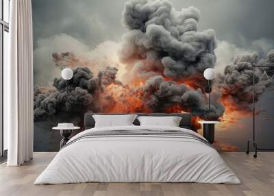 fire smoke bomb explosion, gas, burn 18 Wall mural