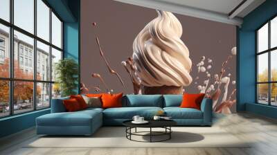 splash of vanilla chocolate cone ice cream 2 Wall mural