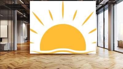 A half sun is setting downwards icon sunset concept for graphic design, logo, website, social media, mobile app, UI illustration Wall mural