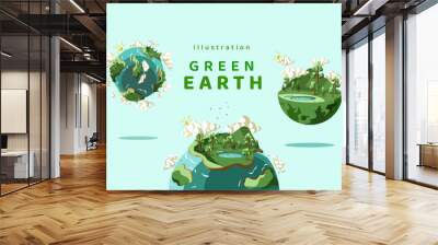 Illustration Vector Landscape Green Earth Wall mural