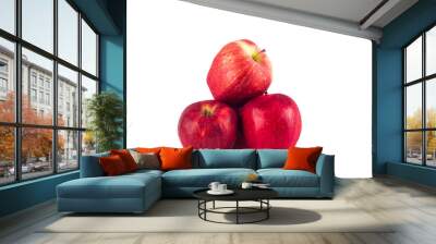 red apples  fruit on white background fruit agriculture food isolated Wall mural