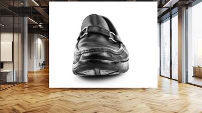 Black leather shoes isolated on white background with copy space. Wall mural