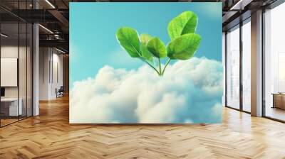 Cloud providers partnering with renewable energy projects, Renewable partnerships, Supporting clean energy, 3D illustration landscape Wall mural