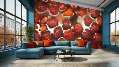 Strawberries in a white bowl. Wall mural