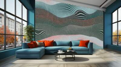 Seamless natural landscape hill pattern for print. Horizontal line stripes that resemble hills or mountains in a natural landscape or geological earth view. Abstract surface design. Wall mural