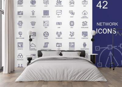 network icons set Wall mural