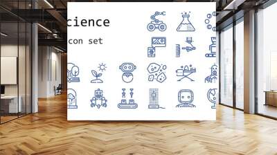 science icon set. line icon style. science related icons such as asteroids, moon phases, sprout, ide Wall mural