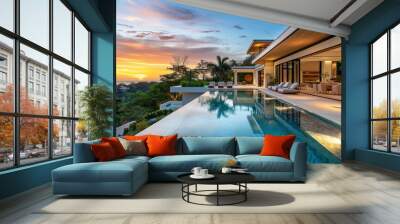 Mansion, modern house, luxury house, infinity pool, architecture, luxury real estate, property Wall mural