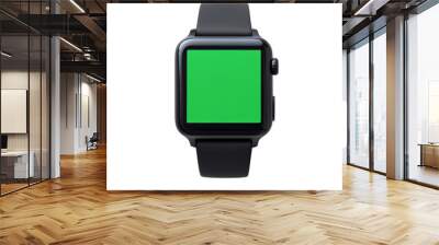 Mock up black smart watch with green screen, isolated on white background Wall mural