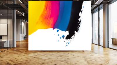 cmyk abstract acrylic painting texture with movement and isolated Wall mural