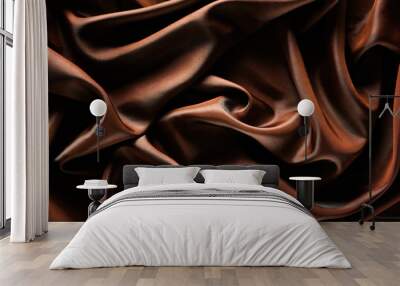 Abstract wave textile texture or background in golden brown color Wall mural