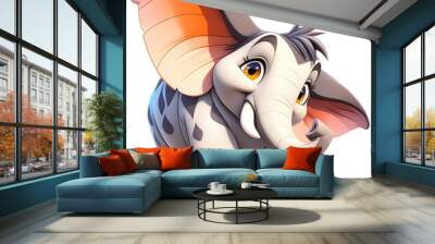 Animal cartoon, Cute cartoon elephant with big ears Wall mural