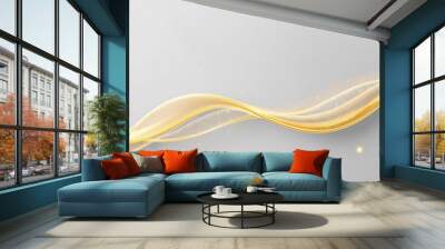 Abstract golden wave with glitter on gray background. Wall mural