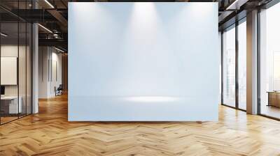 Empty light blue studio backdrop with three spotlights. Wall mural