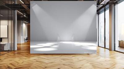 Minimalist studio space with two spotlights and a white background. Wall mural