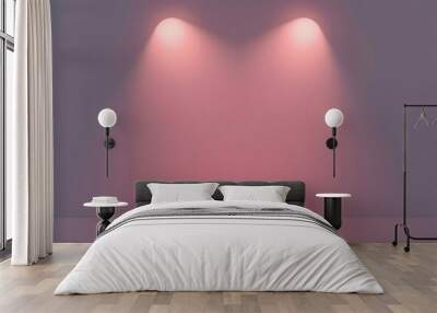 Pink studio background with two spotlights shining down on the floor. Wall mural