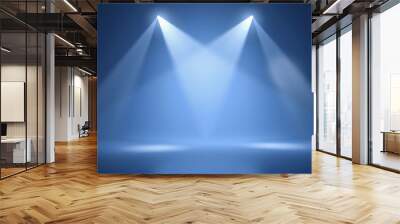 Two spotlights illuminating a dark blue background. Wall mural