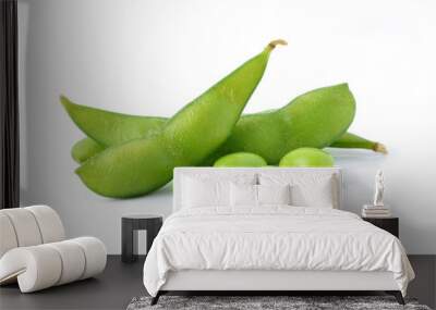 green soybeans on white background Wall mural