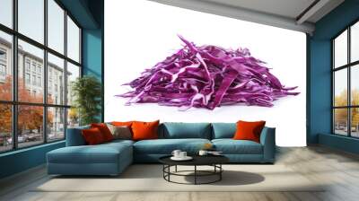 pile of cut red cabbage over white background Wall mural