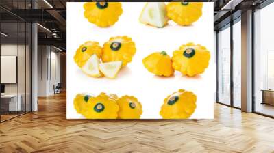 Yellow zucchini isolated on white background Wall mural