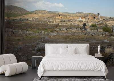 Amphitheater in ancient Hierapolis, Pamukkale, Turkey. Wall mural