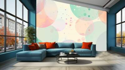 An abstract pastel background featuring soft circles in mint, lavender, and peach Wall mural