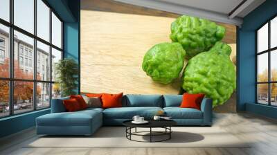 Bergamots on wood table for healthcares concept. Wall mural