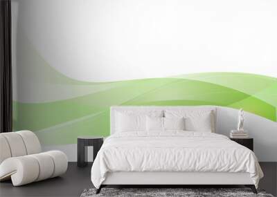 Green wave vector design white Background
 Wall mural