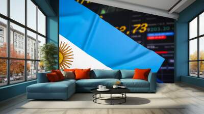 The  Argentina flag on Business chart background  3d rendering Wall mural