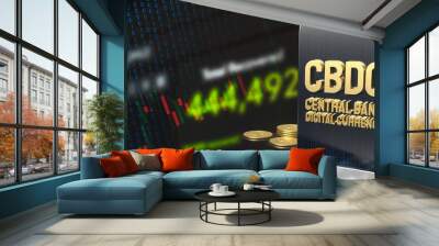 The cbdc or central bank digital currency on tablet for business concept 3d rendering Wall mural