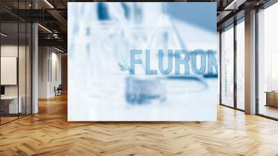 The flurona word and virus on lab background  for outbreaks or sci concept 3d rendering Wall mural