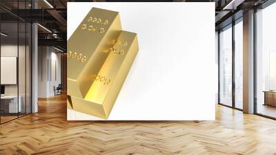 The gold bars on white background  3d rendering Wall mural