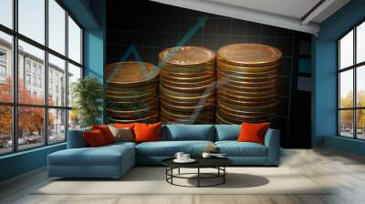 The Gold coin stack  chart for business idea concept image Wall mural