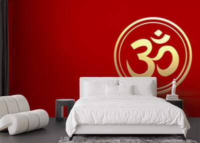 The  hindu ohm or om gold for religion concept 3d rendering Wall mural