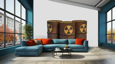 The  Radioactive symbol on rusty tank for sci or nuclear concept 3d rendering. Wall mural