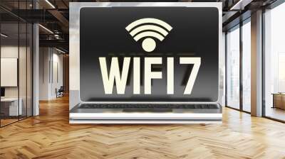 The wi fi 7 text for technology concept 3d rendering. Wall mural