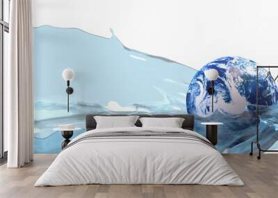 The world on water splash for nature or eco concept 3d rendering. Wall mural