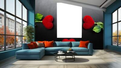 Valentines Day background with red hearts and copy space. Wall mural