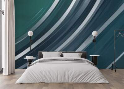 a dark green background with white and gray curved lines, creating a dynamic and abstract visual effect. Wall mural