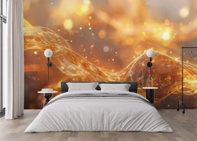 a dynamic, swirling pattern of golden liquid, possibly oil or wax, with a fiery, glowing effect. The background is a dark, blurred gradient, creating a sense of depth and mystery. Wall mural