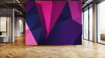 a geometric abstract composition of intersecting lines and triangles in shades of pink and purple, creating a visually striking and dynamic pattern. Wall mural