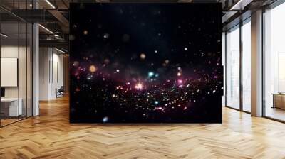 a night sky filled with a multitude of small, colorful lights that appear to be randomly scattered across the frame, creating a sense of depth and dimension. Wall mural