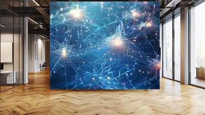 abstract background with glowing lines and stars Wall mural