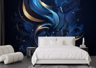 abstract blue and gold background Wall mural