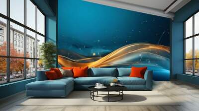 abstract blue and gold background Wall mural