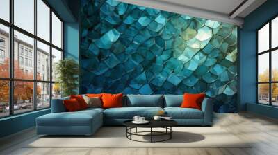 abstract blue mosaic background Wall mural