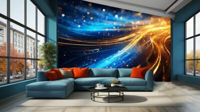 blue and yellow abstract background with light streaks Wall mural