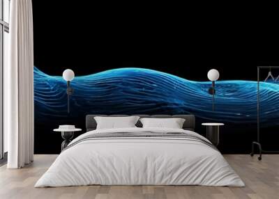 blue wave on black background Wall mural