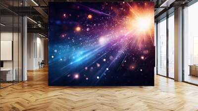 bright explosion light and stars Wall mural